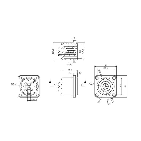 Quick Lock Rugged Durable 8 Pore 8 Pin Male Socket Chassis Speaker Connector Types