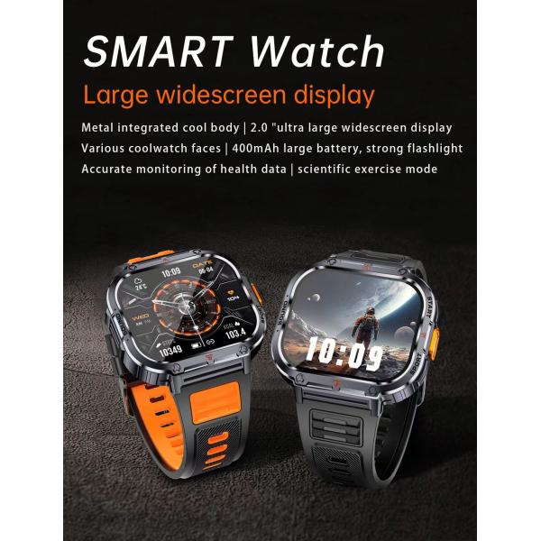 NX23 Men Smart Watch 2.0 Inch BT Call Music Player Smartwatch Multisport