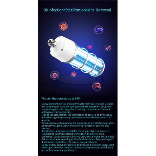 Bacteria Disinfecting LED UV Germicidal Light 9000H UV Germicidal Sterilization Lamp