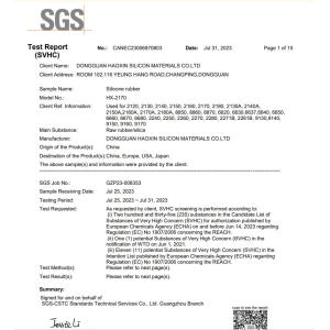 Silicone JinYu Industrial  Co., Ltd. Certifications