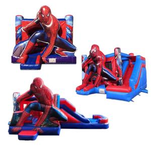 China Spiderman Theme Inflatable Castle with Dry Slide and 950w Blower for Kids Party 5*5*3.6m Size 1-6 People Capacity wholesale