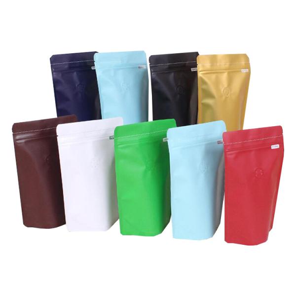 Premium Stand Up Coffee Pouches with Degassing Valve for Coffee Bean, Ground Coffee, Tea Leaves Packaging