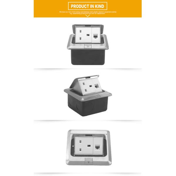 Silver Panel GCC Certificate Pop Up Floor Socket 13A 250V UK Standard For Hotel