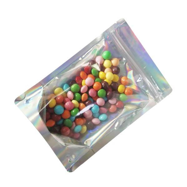 5x7 Inch Ziplock Heat Sealable Holographic Resealable Stand Up Pouches for Parties Business Packaging Food Storage