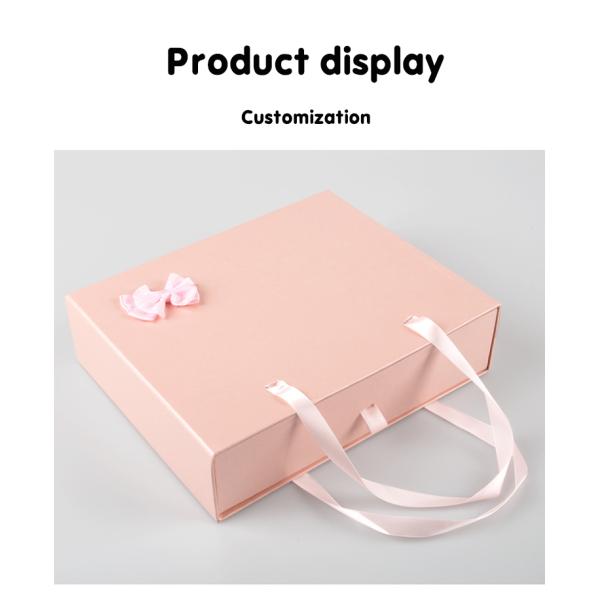 Drawer Type Storage Cardboard Box Luxury Jewelry Ribbon Bow Gift Box With Handle