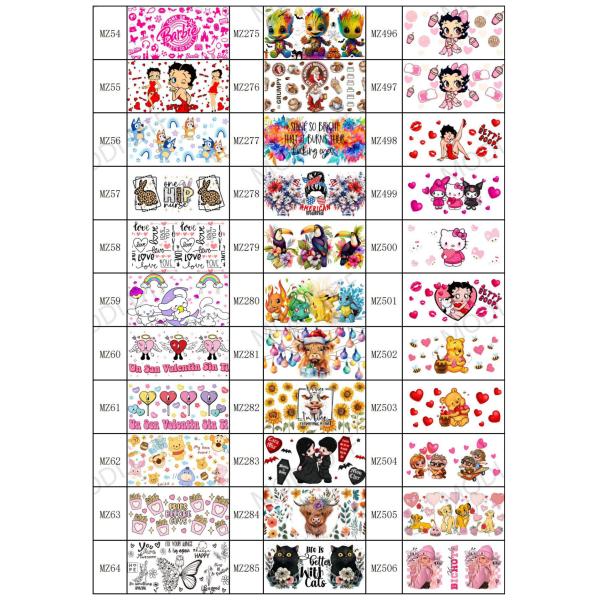 Valentine'S Day UV DTF Cup Wrap Transfers For Cups Wraps Custom Logo Libbey Glass