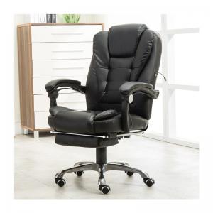 China Adjustable Height High Back Black Leather Office Chair with Footrest and Wide Back wholesale