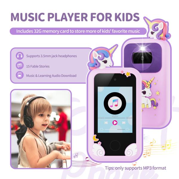 Kid Learning Partner Kid Toy Camera Phone Music Player Funny Record Moment With Dual Camera