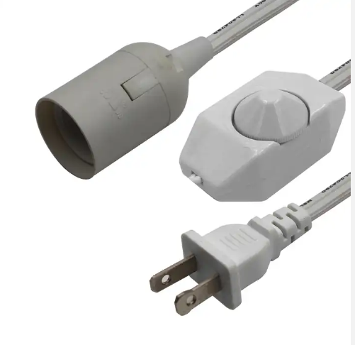 EU Plug to E26 Bulb Holder Cable with 303 Switch 250V 10A