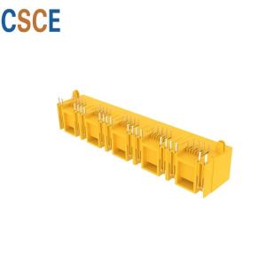 Unshielded RJ45 Modular Jack 1×5 Port Voltage Rating 125V With Yellow / Green