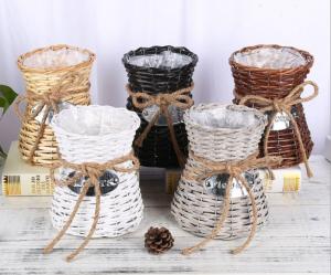 China Creative Wicker Flower Basket Hand-Woven Flower Vase Living Room Decoration Small Storage wholesale
