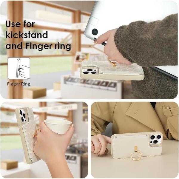 iPhone 13Pro Max 6.7 "-, wallet case with card holder, leather protective case with ring holder,