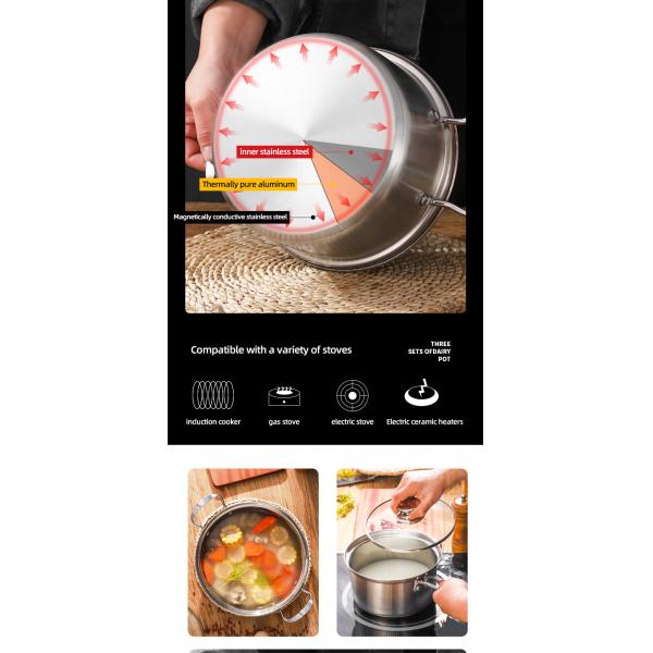 3 Pcs Stainless Steel Cookware Cookware Sets Induction Cook Pot Set Of Stainless Steel Pot Sets With Lid
