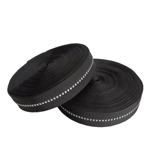 2cm Black Polyester Reflective Webbing Tape For Clothing Custom