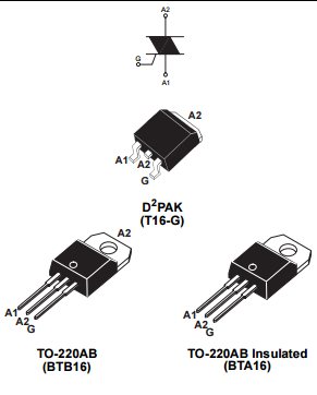 Triacs Silicon 3 Pin Transistor , bidirectional triode thyristor BTA16-800BW