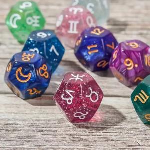 China 3pcs/ Set Resin Polyhedral Dice Multi-Color 16mm Fate Sign Number Constellation wholesale