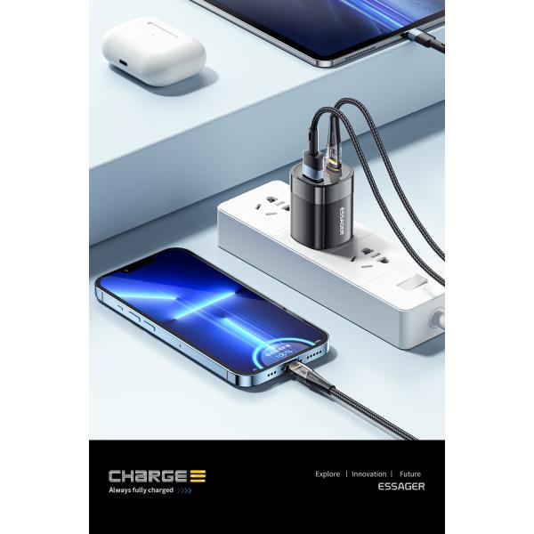Essager 33W A+C Dual Port LED Digital Display GaN Wall Charger US Standard