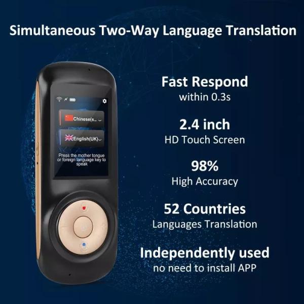 Simultaneous Handheld Voice Language Translator 70 Languages Portable Language Translator