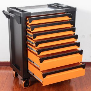 Vertical SPCC Heavy Duty Tool Box Trolley Silent 7 Drawer Rubber Wheels