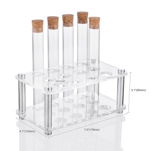 China Scientific Experiments 12Pcs 20x150mm Glass Test Tubes With Cork Stoppers 1 Rack Of Acrylic Material on sale