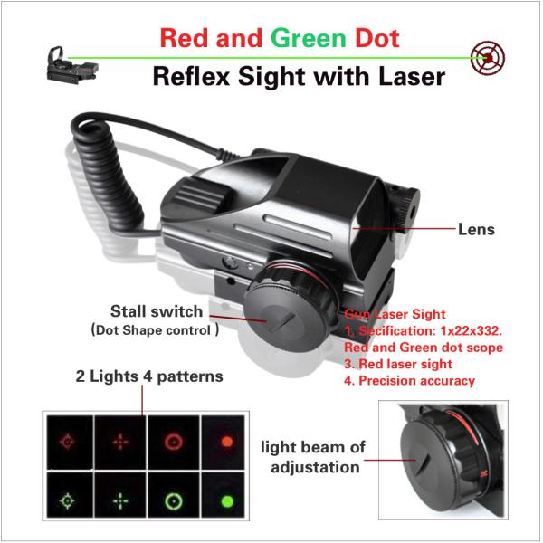 red and green sight, riflex sight with laser, laser sight,Rifle Scope, Scope