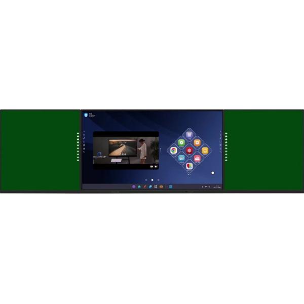IBoard 4K 75inch Display with Interconnected Side Boards Green Black White Color Android Windows System Foldable for Education