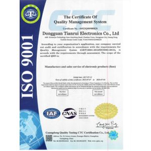Dongguan Tianrui Electronics Co., Ltd Certifications