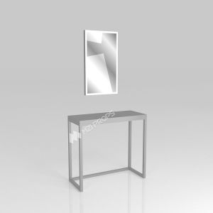 China Display Table Grey Wooden Makeup Headband With Mirror For Branding Store Display Furniture And Premium Display Cabinet wholesale