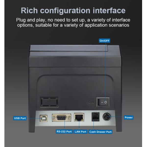 Auto Cutter 80mm 3 Inch Thermal Receipt Printer USB Bluetooth LAN Interface Desktop