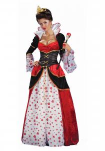 China Alice in Wonderland Costumes Deluxe Gown Queen of Hearts Womens Costume in red with dress waist cincher size S to 3Xl wholesale