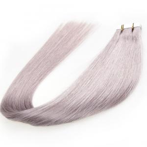 China Brazilian Virgin Glue PU Tape Hair Extensions For Thin Hair , Grey Color wholesale