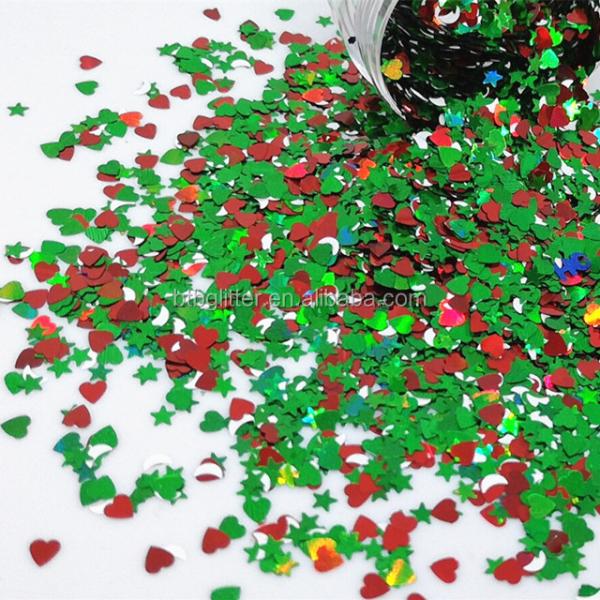 Polyester Glitter Christmas Glitter With Chunky Mixed Snow Tree Shaped Christmas Tree Glitter Collection