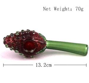 China Strawberry Style 70g Glass Dry Pipe Spoon Shape Glass Pipes Tobacco Colorful Handhold Glass Smoking Pipe wholesale