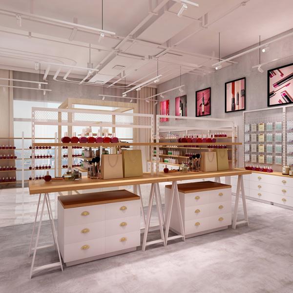 Cosmetic Point Of Purchase Pop Display Wood Makeup Display Stand