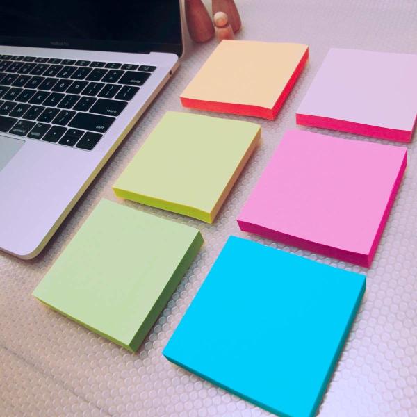 3 X 3 cm Matt Lamination Colorful Sticky Notes , 12 Pads 1200 Sheets Memo Pad Paper