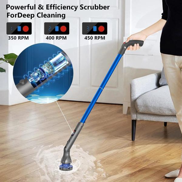 Motorized Spin Rotating Bathroom Scrubber Tile Brush With Led Display