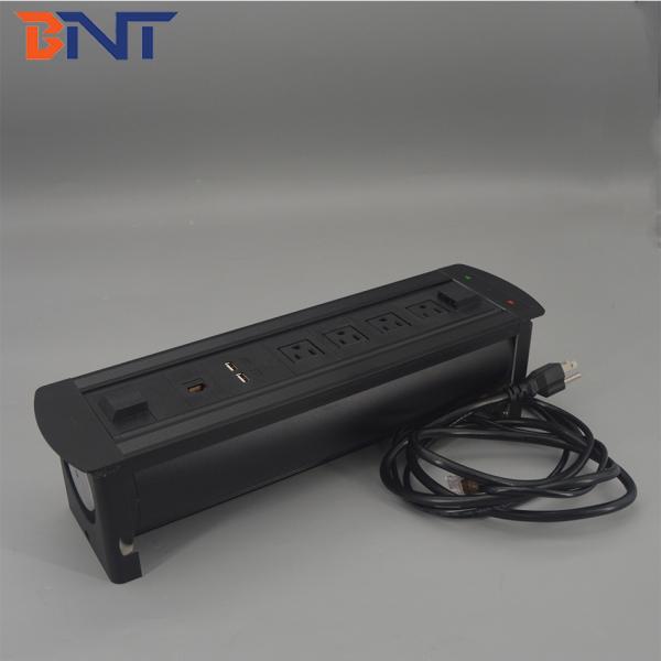 Aluminum brushed motorized rotatable table power socket outlet switch