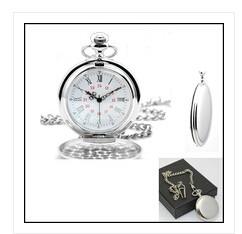 China New creative gift product Alloy Chrome polished chain pocket watch with clip wholesale