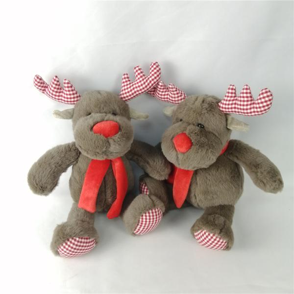 Soft Cuddly Christmas Plush Toys Moose Stuffed Animal Huggable Brown Elk Toy