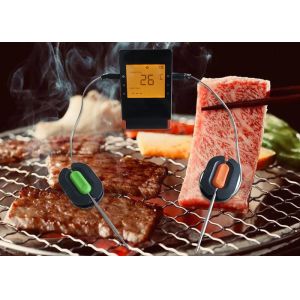 China Black Color Bluetooth Barbecue Thermometer Wireless Control With 2 Probes wholesale
