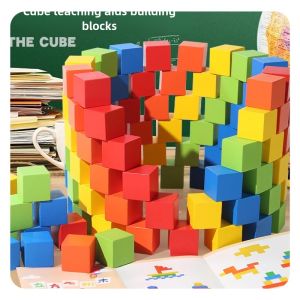 Buy cheap Rainbow Wooden Blocks Square Colorful Wooden Cubes Counting Block Learning from wholesalers