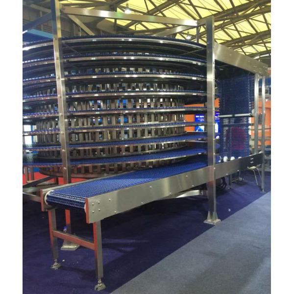 Adjustable Infeed and Outfeed Food Grade Vertical Modular Conveyor for Cooling