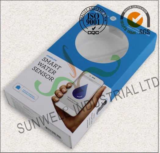 Water Sensor Electronics Packaging Boxes With Visual PVC Window Matt Lamination