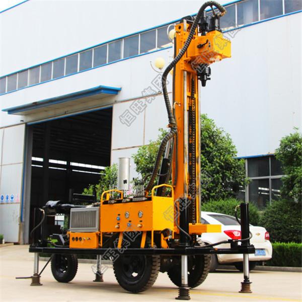 Quality Tyre Based 380V Water Well Drilling Rig With Diesel Engine Drlling Depth 230m Borehole for sale