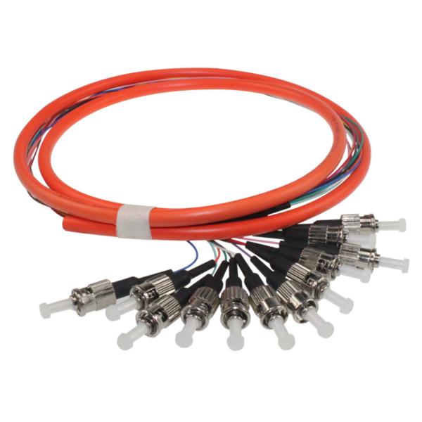 ST multimode OM2 multifibers fanout fiber optic pigtails 12 cores fibers 3m