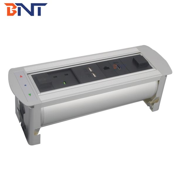 CE Rohs approved motorized revolving desk power socket with UK power and usb charger