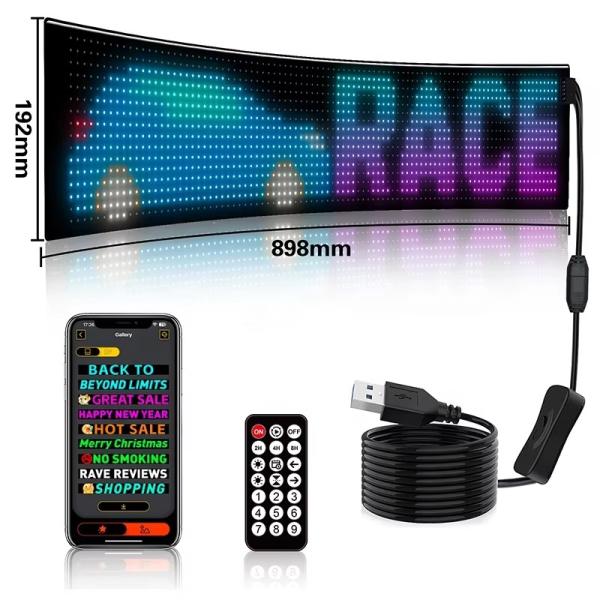 App Control Sign Advertising Rear Window Digital Display with 192x898mm LED Soft Display Rolling Pattern Animation Image