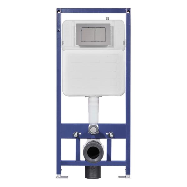 White Low Level Concealed Cistern with Bottom Inlet and Flush Button Push Button