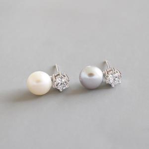 China Lanciashow 925 Sterling Silver Jewelry Natural Freshwater Pearl Stud Earrings wholesale