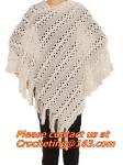 Black Evening Triangle Shawls Wraps with Tassel in Granny Square Pattern